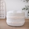 Homeroots 18" Natural And Ivory Cotton Blend Round Striped Pouf Ottoman 551564 - alternate 6