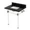 Kingston Brass 30" Black Granite Console Sink with Acrylic Legs, 8-Inch, 3-Hole, Black Granite/Brushed Nickel KVPK30KASQ8 - alternate 1