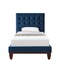 Homeroots Navy Blue Solid Wood Twin Tufted Upholstered Velvet Bed 544758 - alternate 7