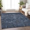 Homeroots 9' X 12' Navy Blue And Charcoal Damask Washable Indoor Outdoor Area Rug 603327 - alternate 5