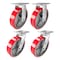 Hyw Products Heavy Duty Caster Set 8in Red Polyurethane on Cast Iron Wheels, 2 Rigid & 2 Swivel, 4PK 40-80R-A1-PC-2,40-80S-A1-PC-2 (R) - alternate 1
