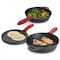 Megachef Pre-Seasoned Cast Iron 6 Piece Set with Red Silicone Holders MCCI-570 - alternate 1