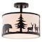 Vaxcel Acadia 13-in W Bronze Rustic Semi Flush Mount Ceiling Light White Linen Deer Tree C0313 - alternate 1