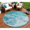 Homeroots 8' Teal Blue And Ivory Round Abstract Washable Indoor Outdoor Area Rug 618324 - alternate 1