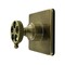 Kingston Brass Single-Handle Six-Way Diverter Valve with Knurled Handle and Square Trim Kit, Antique Brass KS4043RKX - alternate 1