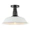 Jonathan Y Camila 14" 1-Light Classic Industrial Indoor/Outdoor Iron LED Semi Flush Mount, White/Black JYL7617A - alternate 1