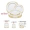 Smarty Had A Party White with Gold Fancy Round Disposable Plastic Dinnerware Value Set, 240PK 8880-WHGVP-CASE - alternate 6