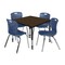 Regency Square Kee Adjustable Classroom Table W/ 4 Andy Stack Chairs, 36 in W, 30 in L, Neo Walnut TB3636NWAPBK40NV - alternate 1