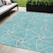 Homeroots 5' X 8' Teal Blue And Ivory Geometric Washable Indoor Outdoor Area Rug 612906 - alternate 1