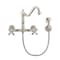 Whitehaus Collection Vintage III Plus Wall Mount Faucet with a  Long Traditional Swivel Spout, and Solid Brass Side Spray WHKWCR3-9402-NT-PN - alternate 4