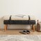Homeroots 35in Dark Olive Green and Brown Genuine Leather and Solid Wood Upholstered Bench 723426 - alternate 10