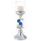 Homeroots 18" Blue Clear And Silver Polyresin Tabletop Hurricane Candle Holder 468338 - alternate 1