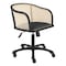 Homeroots Beige and Black Solid Wood Steel And Cane Rattan Adjustable Swivel Rolling Office Chair 558361 - alternate 5