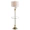 Jonathan Y Cora 60" Modern Metal LED Floor Lamp with Integrated Glass Side Table and Swing Arm, Brass/Clear JYL3055A - alternate 1
