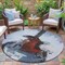 Homeroots 8' Gray Charcoal And Red Round Abstract Washable Indoor Outdoor Area Rug 631157 - alternate 3
