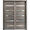 Sartodoors Sliding Closet Bypass Doors 64 x 80in, Quadro 4445 Nebraska Grey W/ Frosted Glass, Sturdy Rails QUADRO4445DBD-NEB-64 - alternate 4