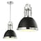 Jonathan Y Homer 10" 1-Light Modern Industrial Metal LED Dome Pendant, Black/Chrome JYL9535B - alternate 7