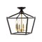Jonathan Y Plains 12" 4-Light Modern Farmhouse Metal Open-Frame Pagoda LED Semi Flush Mount Mini Lantern, Oil Ru JYL7610G - alternate 1