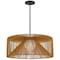 Homeroots Natural And Black Rattan And Metal LED Dimmable Outdoor Hanging Pendent Light 683474 - alternate 1