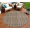 Homeroots 8' Taupe Brown And Ivory Round Striped Washable Indoor Outdoor Area Rug 597441 - alternate 1