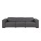 Homeroots 110" Dark Gray Top Grain Leather Reclining Metal USB Sofa 720302 - alternate 1