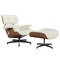 Homeroots 27" Off White and Light Brown Tufted Genuine Leather Swivel Lounge Chair With Ottoman 636225 - alternate 5
