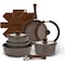 Bakken- Swiss Kitchen Cookware Set, Nonstick Granite Coating, Pots and Pans with Handles and Tempered Glass Lids BKCWSTK15BRWN - alternate 1