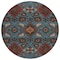 Homeroots 8' Denim Blue Brick Red And Brown Round Oriental Washable Indoor Outdoor Area Rug 597682 - alternate 5