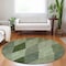 Homeroots 8' Green Mint Green And Sage Round Argyle Washable Indoor Outdoor Area Rug 613689 - alternate 5