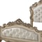 Homeroots Antiqued White Wood And Tufted Silk Queen Bed Frame With Nailhead Trim 347173 - alternate 4