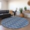 Homeroots 8' Navy Blue And Ivory Round Geometric Washable Indoor Outdoor Area Rug 599642 - alternate 6