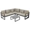 Leisuremod Chelsea Black Sectional With Adjustable Headrest & Coffee Table With Beige Cushions CSLBL-80BG - alternate 1