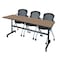 Regency Kobe Flip-Top Training Nesting Table W/ 2 Cadence Nest Chairs, 84 in W, 24 in L, Noble Oak MKFT8424NO23BK - alternate 1