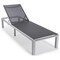 Leisuremod Marlin Modern White Aluminum Patio Chaise Lounge Chair with Square Fire Pit Side Table, Black MLWCF21-77BL - alternate 7