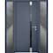 Vdomdoors Steel Door Cynex 6777 Grey 2 Sidelight Exterior Windows Stainless Inserts Single Modern Painted-W12 CYNEX6777EXD-GRE-W12+36+12 x H80-Left-hand Inswing - alternate 1