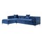 Homeroots Navy Blue Velvet Rectangular Sofa and Chaise Sectional And Toss Pillows 630403 - alternate 8