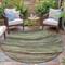 Homeroots 8' Artichoke Green Brown And Ivory Round Abstract Washable Indoor Outdoor Area Rug 631229 - alternate 4
