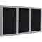 Ghent Enclosed Rubber Bulletin Board 48"x96", 3 Hinged Door, Black PA34896TR-BK - alternate 1