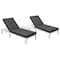 Leisuremod Chelsea Modern Outdoor White Chaise Lounge Chair With Side Table & Black Cushions CLTW-77BL2 - alternate 1
