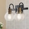 Jonathan Y Marais 14.5" 2-Light Iron/Glass Rustic Vintage LED Vanity Light, Black/Brass Gold JYL3527A - alternate 9