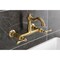 Kingston Brass Two-Handle Wall Mount Bridge Kitchen Faucet, Brushed Brass KS3257BL - alternate 4
