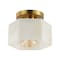Jonathan Y Tessa 8" 1-Light Modern Contemporary Alabaster/Iron Hexagonal LED Semi Flush Mount, White Marbling/Br JYL1204A - alternate 7