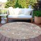 Homeroots 8' Taupe And Brown Round Floral Washable Indoor Outdoor Area Rug 609524 - alternate 7