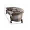 Homeroots 55" Gray Velvet Curved Floral Sofa And Toss Pillows With Champagne Legs 348646 - alternate 2
