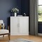 Homeroots Set Of Two White Wood Corner Accent Cabinet With Two Doors 712116 - alternate 4