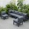Leisuremod Chelsea 6-Piece Patio Sectional Black Aluminum With Cushions, Black CSBL-6BL - alternate 1