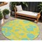 Homeroots 8' Yellow And Aqua Round Floral Washable Indoor Outdoor Area Rug 600056 - alternate 1