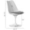 Fabulaxe Mid-Century Modern White Tulip Side Chair with Grey Cushioned Seat - Stylish and QI004628.GY.2 - alternate 9