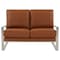 Leisuremod Jefferson Contemporary Faux Leather Loveseat with Silver Frame, Cognac Tan JAS53BR-L - alternate 5
