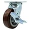 Service Caster 5 Inch Stainless Steel Polyurethane Swivel Caster with Ball Bearing and Brake SCC-SS30S520-PPUB-TLB - alternate 1